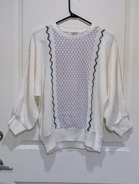EUC 80s Elegant L Vintage Soft Acrylic Knit Checkerboard Dolman Sleeve Sweater